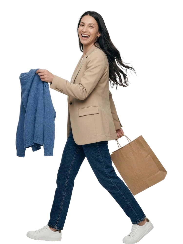 B2C customer shopping on her phone